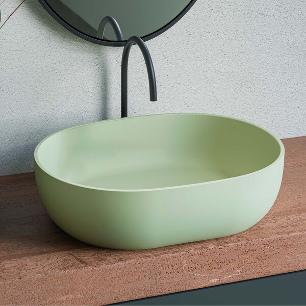 Ruvati 19-inch Avocado Lime Green epiStone Solid Surface Bathroom Vessel Sink RVB2119GN - main